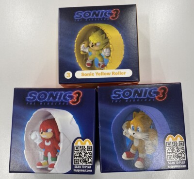 McDONALD'S SONIC 3 The Hedgehog Movie Toy! Super Yellow Sonic Tails Knuckles