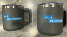 2 Silicon Valley Bank SVB Travel Thermal Mugs With Lids Pre-owned