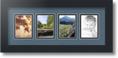 ArtToFrames Collage Mat Picture Photo Frame - 4 2.5x3.5'' Openings Satin Black 20