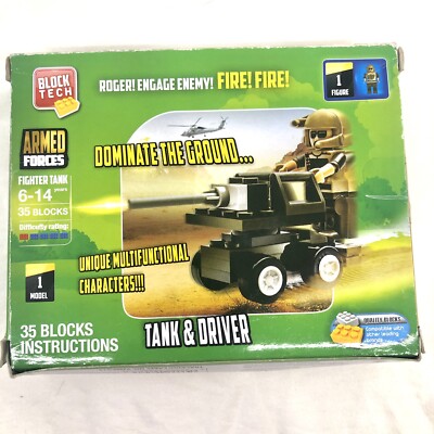Boy Toy Block Tech Armed Forces Fighter Tank W/ Tank Driver Building Blocks New