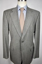 1976-1994 Geoffrey Beene Gray Striped Flannel Wool Two Button 2 Pc Suit Sz: 40R