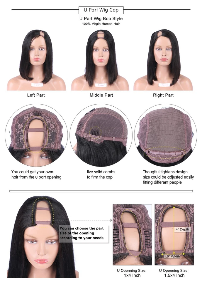 Loose Wave U Part Human Hair Wig Peruvian Virgin Hair U Part Wig For Black Women - Image 4 of 4