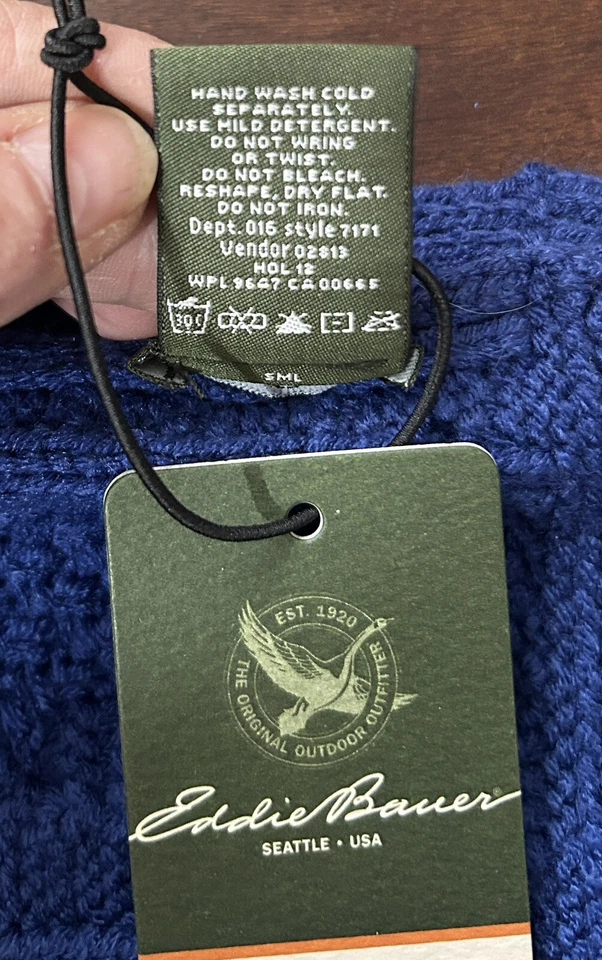 Bufanda tejida Eddie Bauer para clima frío azul 8"X 80" nueva con etiquetas (T7) Foto 3 de 4