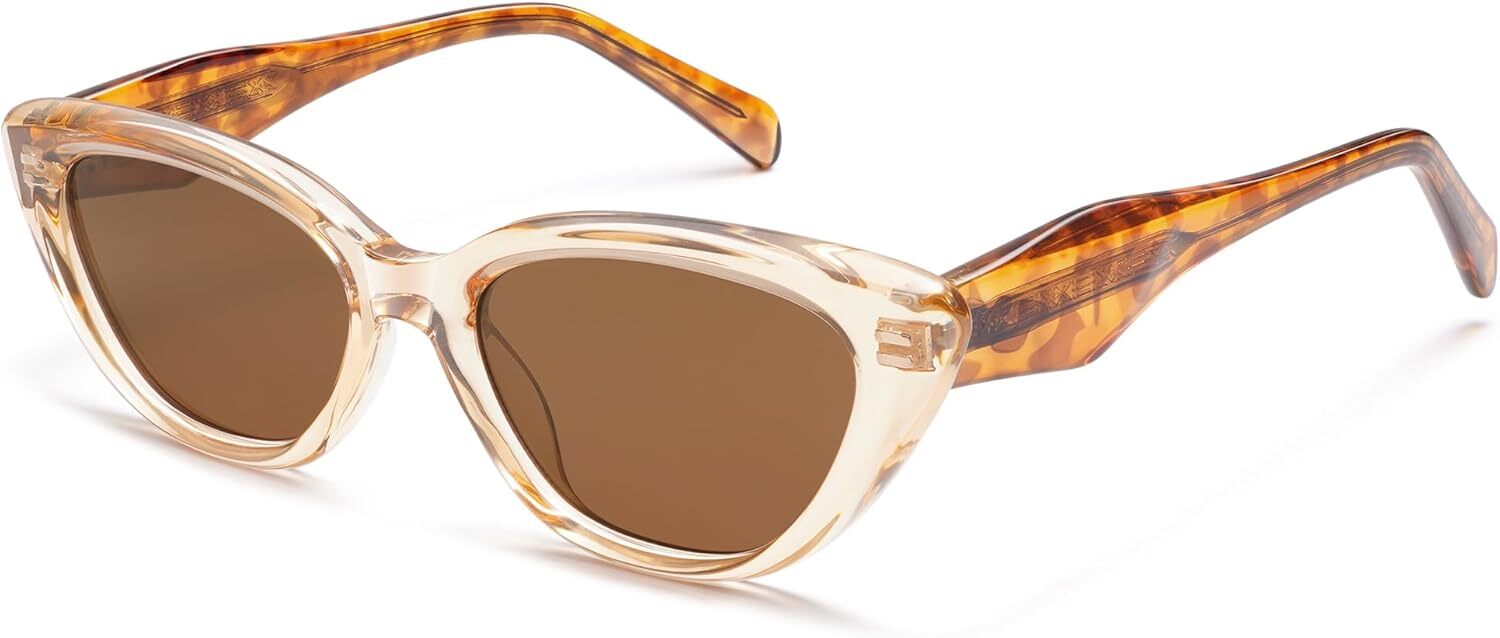 Cat Eye Sunglasses for Women Retro Trendy Cateye C6 Champagne Demi/Brown-image