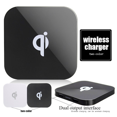 Wireless Charger Q8 Ladegerät Kabellos Ladestation QI 2 x USB für iPhone Samsung