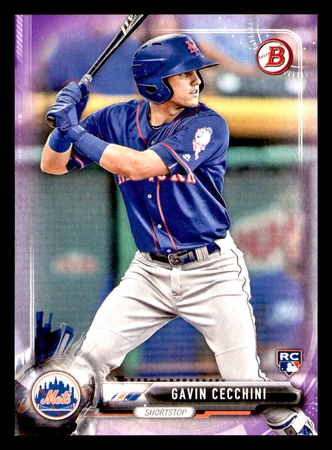 2017 Bowman Gavin Cecchini Purple Rookie Card #66 /250 New York Mets