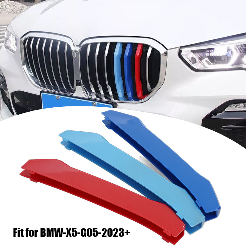 3PCS Front Grille Grill Cover Strips Trims For BMW X5 G05 Accessories 2023-2024