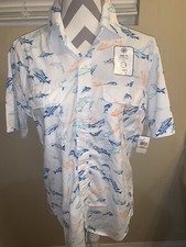 NWT Small Izod Performance Fish Button Shirt Summer Vented Beach Saltwater