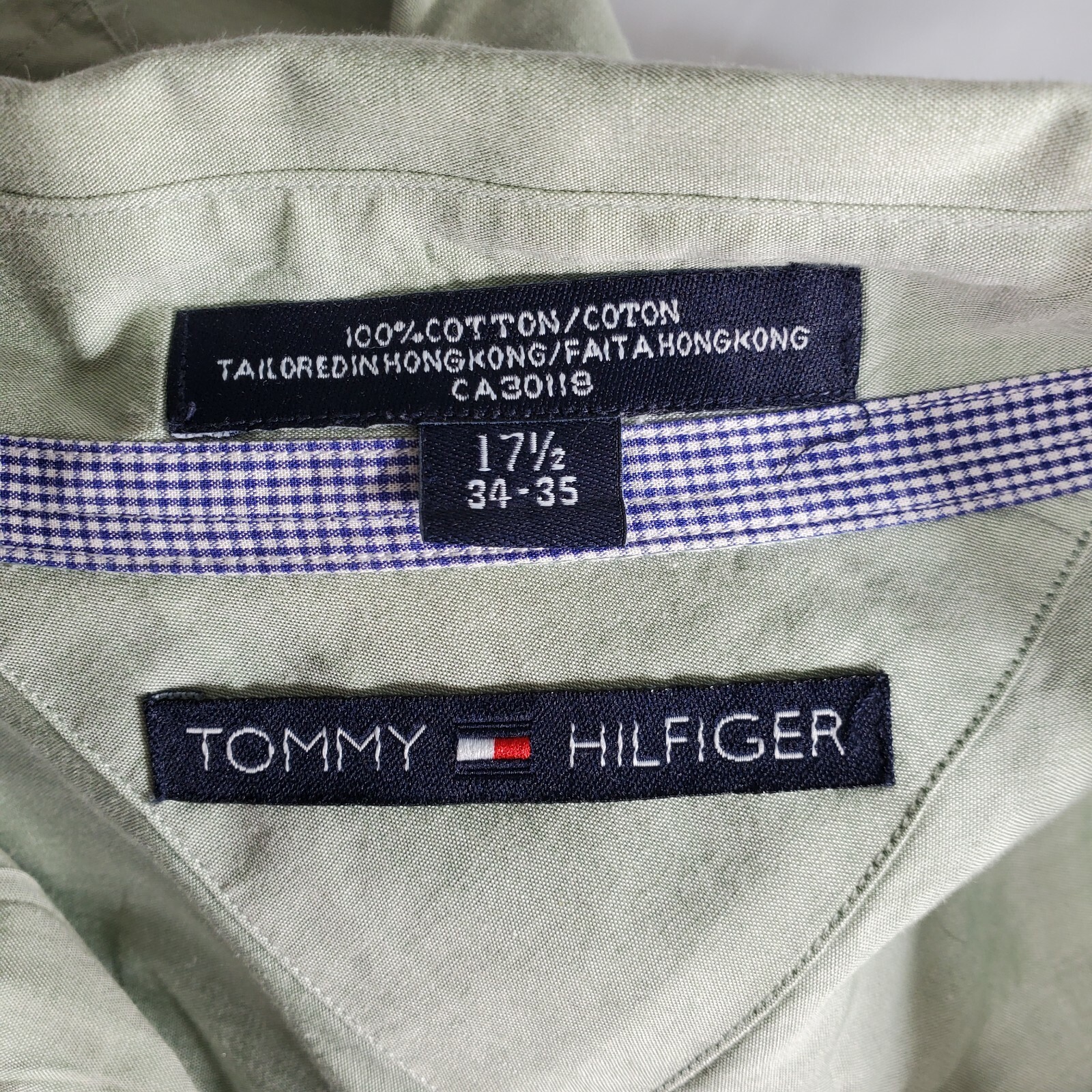 Tommy Hilfiger Green Solid Button Down Shirt Mens… - image 7