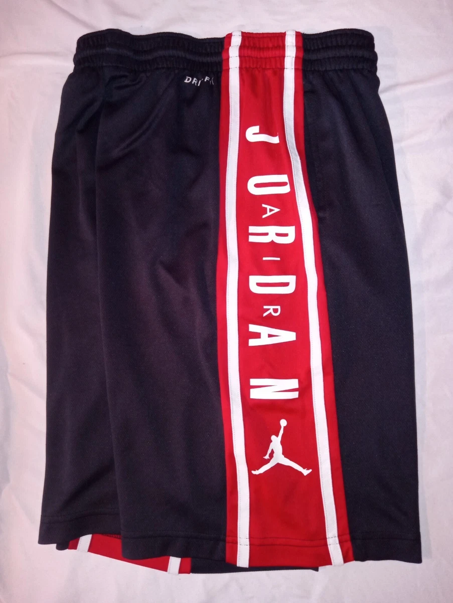 Air Jordan Dri Fit Jumpman Boys Shorts age 13 15 XL Black Red Cotton Blend