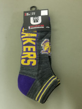 New NBA Mens Los Angeles Lakers 3 Pair Low Cut Socks.