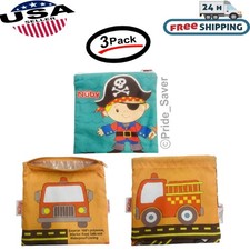 Bolsa de bocadillos reutilizable Nuby impresiones de rescate bolsa húmeda con cremallera GRATIS DE BPA (paquete de 3) - Nueva