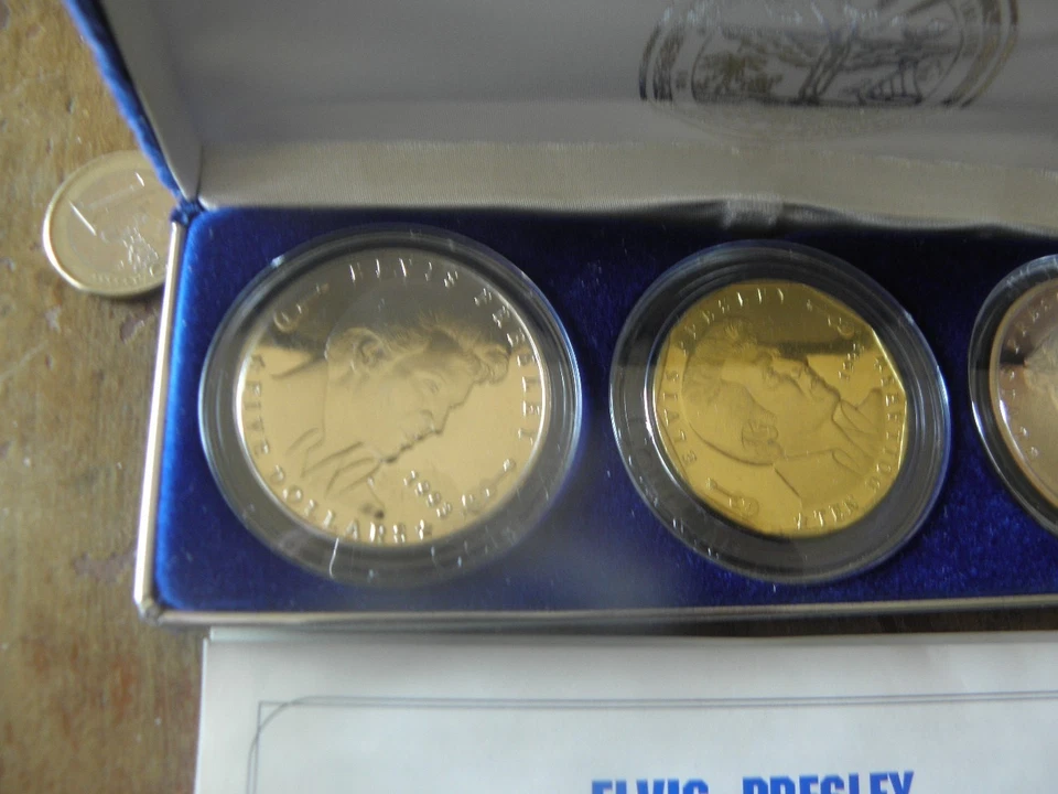 50$ argent troy ounce .999 10 $ laiton 5 $ cupronickel1993 Île Marshall Elvis Pr - Photo 3/4