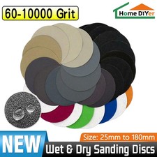 1" - 7" Inch Waterproof Sanding Discs Hook Loop Sandpaper Wet/Dry 60-10000 Grit