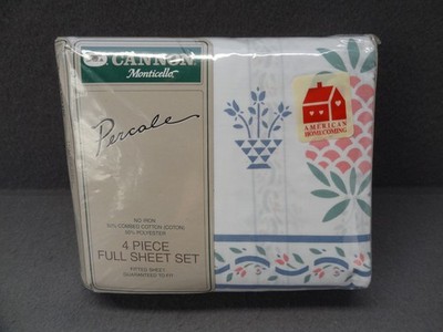 NEW Cannon Monticello Percale American Olde Homestead FULL Sheet Set 4-Piece USA