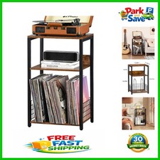 Mid-Century Record Player Stand with 3 Tiers   Stylish Vinyl Storage Solution