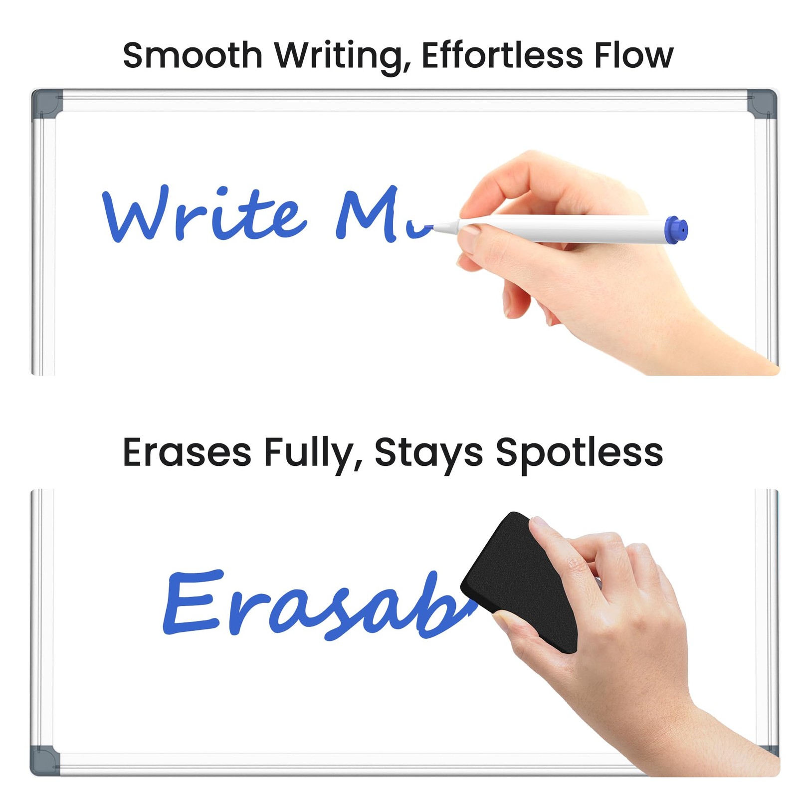 Magnetic White Board for Wall 24"X18"Dry Erase Kit with 2 Markers 4 Magnets