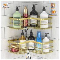 Duschablage Ohne Bohren 2 StüCk Shampoo Halterung Rostfrei Gold 8 Haken