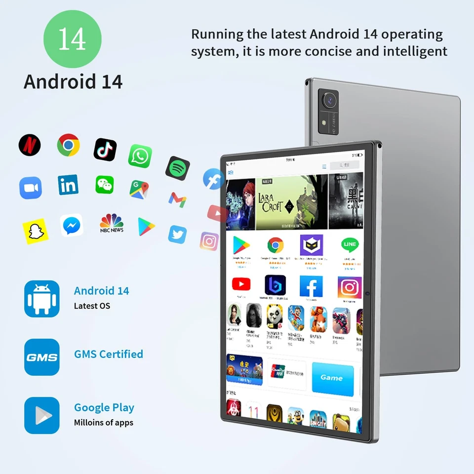 Android Tablet with Keyboard, 10 inch Android 14 Tablets, 16GB RAM 128GB ROM,... - Image 4 of 4