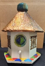 Unique HANDMADE Decorative Birdhouse With Light And Copper Roof And Windows