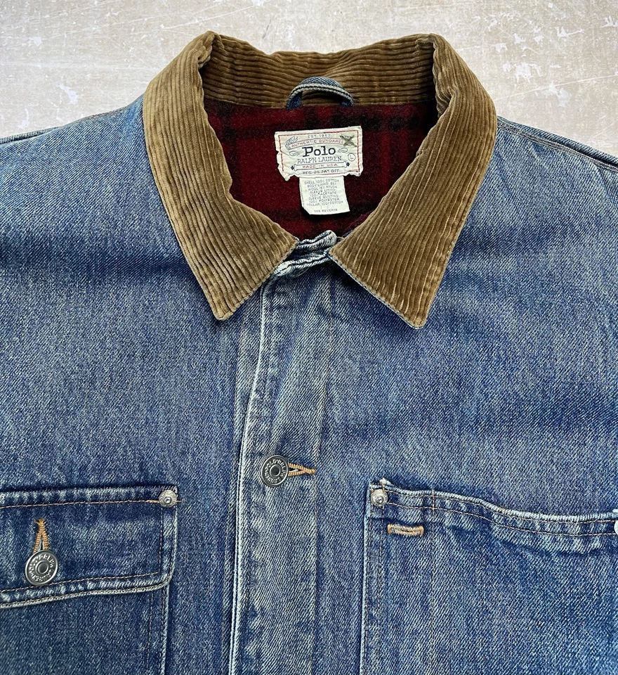 Chaqueta vaquera vintage años 90 Polo Country Ralph Lauren forrada con manta hecha en EE. UU. Foto 2 de 4