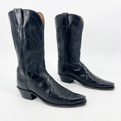 Lucchese 1883 N4501 Women s 9.5 Black Burnished Buffalo Snip Toe Cowgirl Boots