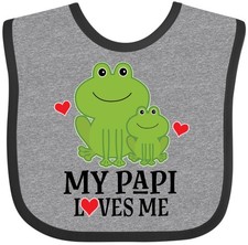 Inktastic My Papi Loves Me Grandson Frog Baby Bib Boys Cute Clothing Infant