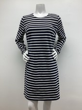 Michael Kors White/Navy Striped Dress Bodycon Long Sleeve Size Large, New.