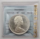 1965 Silver Dollar Canada $1 ***CCCS Graded MS-60 CAMEO*** Large Beads, Blunt 5