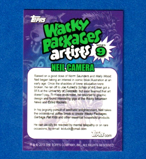 2012 Topps Wacky Packages Series 9 Artist Bio Card 