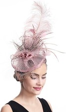 Tea Party Fascinator Women Hair Clip Hat Bowler Feather Flower Veil Wedding