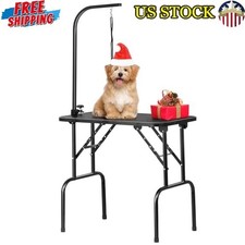 Foldable Dog Grooming Table Adjustable Height Arm Noose Non-Slip Maximum 220 Lbs
