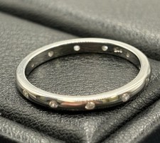 New Condition Sterling Silver Cubic Zirconia 2MM Flush Set Band Ring Size 7