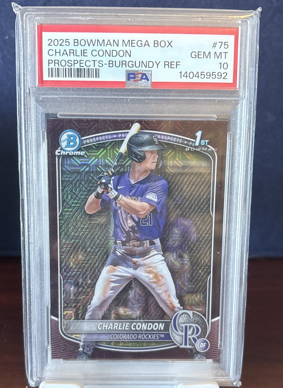 2025 Bowman Chrome - Charlie Condon #BCP-75 Burgundy Mojo Refractor /275 (RC)