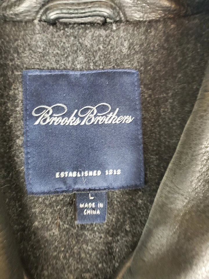Brooks Brothers Wool Blend Lining Full Zip Black Leather Jacket Large ***Read - Image 4 of 4
