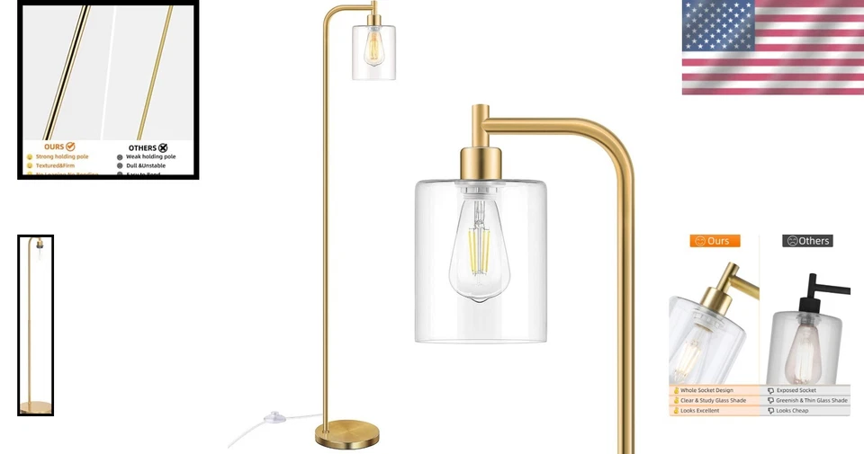 Stunning Vintage Industrial Floor Lamp with Edison Bulb and Foot Switch Control - Image 2 of 4