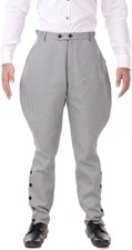 Steampunk Victorian Cosplay Costume Jodhpur Cotton Pants Trousers WhiteCheck 