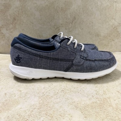 Skechers Isla Go Walk Lite Shoes Womens 8 Navy Denim Slip On Comfort Sneakers