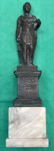 ITALY SPQR Civlio Metal Miniature Julius Caesar Statue Souvenir 8 1/4”-H. 1.5Lb