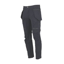 Site Work Trousers Mens Slim Fit Black Breathable Multi Pockets Cargo 40W 32L
