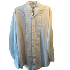 CHAPLIN Mens White Cotton Blend Long Sleeve TUXEDO Dress Shirt size XL 36/37 