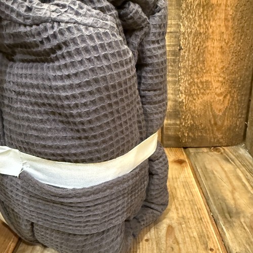 POTTERY BARN WAFFLE WEAVE RESORT ROBE SIZE M CHARCOAL (NO MONO) *HYDROCOTTON* - Picture 3 of 5