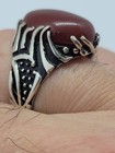 Vintage Carnelian Mens Ring in 925 Sterling Silver Persian Styled Genuine Carnel