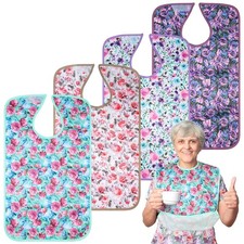 4 Pack Adult Bibs for Women, Reusable Waterproof Large Feeding Adult Bibs, Ea...