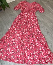 Ghost Long Dress Size XL Pink Floral Bluebells A Line Cocktail Party Summer