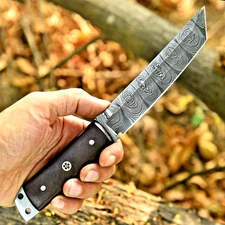 Custom Hand Made Forged Damascus Steel Fix Blade Hunting Tanto Knife UU 41
