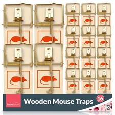 16-24pk Wooden Mouse Traps Traditional Mice Rodent Pest Control Trap Reusable