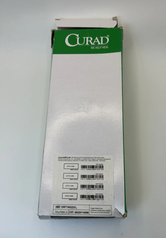 Férula muñeca antebrazo Curad negra/azul izquierda NUEVA abierta, caja dañada ORT18500L Foto 2 de 3