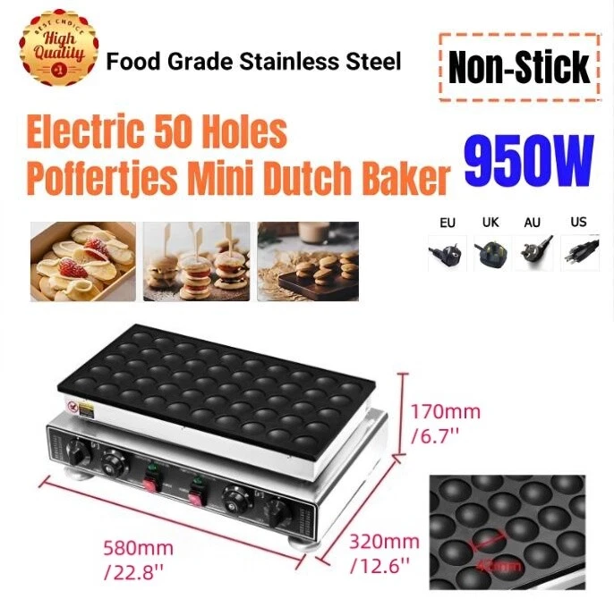 950W New Nonstick Commercial Electric Poffertjes Mini Dutch Pancake Baker Maker-