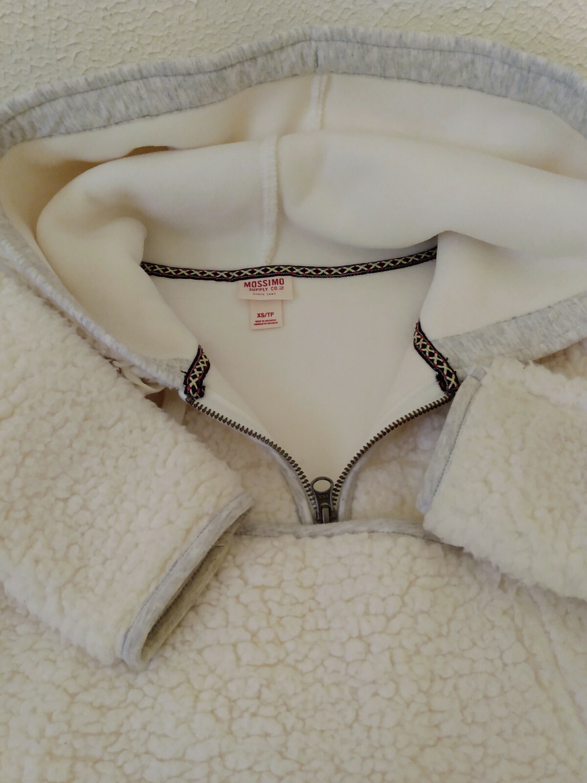 Mossimo Supply Co White Fleece Hooded Lined Pockets Zip Women's Jacket sz XS/TP image 3